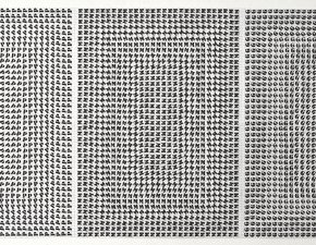 Variações III, da série Sob Medida, 2019 | Etiquetas adesivas sobre papel quadriculado | 41X90cm