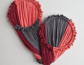 Série Elos, 2025 | Tecido (sobras de viés), bastidores |  65X65cm