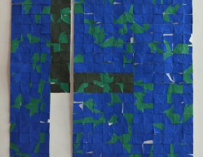 Série Fragmentos, 2025 | Resíduos têxteis e plásticos prensados, tubo de alumínio |  88X92cm